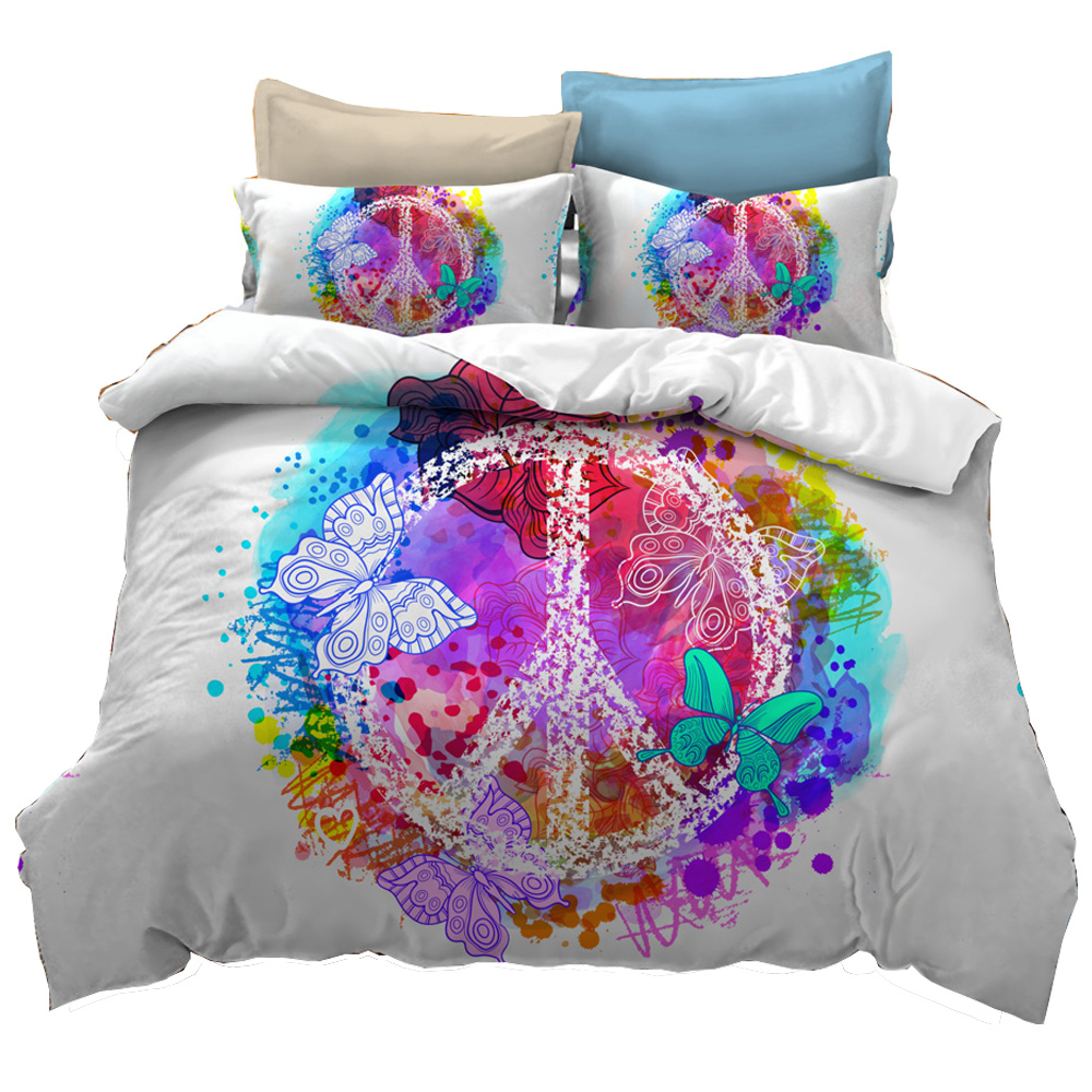 Us 4029 49 Offpeace Symbol Bedding Setscolorful Peace Symbol Butterfly Bohemian Hippie Peace Sign Duver Cover Sethome Bed Decoration Bedding In with sizing 1000 X 1000