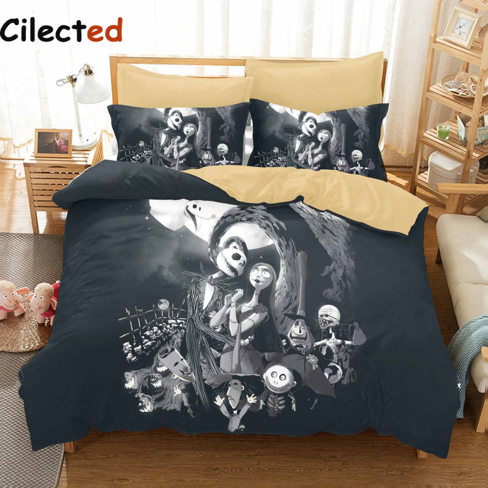 Us 5187 21 Offcilected 3d Nightmare Before Christmas Bedding Set Sanding Bedding Duvet Cover Set 3pc Include Bed Spread Pillowcase For Adult In throughout proportions 1000 X 1000
