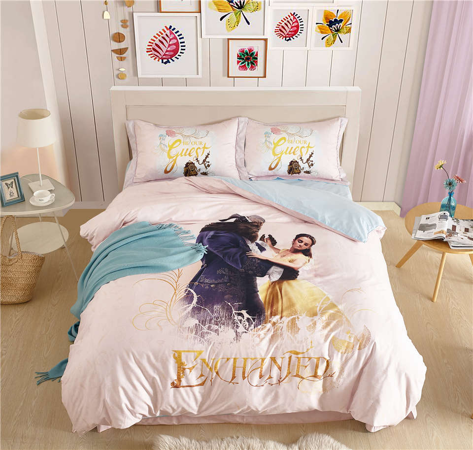 Us 7525 29 Offdisney Beauty And The Beast 3d Bedding Set For Girls Bedroom Decor 600tc Cotton Bedspreads Bed Cover Single Twin Full Queen Size In pertaining to sizing 960 X 914