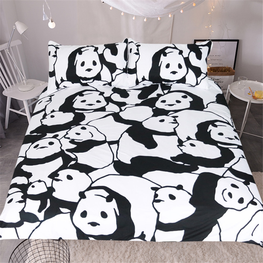 Us 778 Black And White Panda Bedding Setsoft Microfiber Bed Coverbedspreadduvet Cover Set 3pcskids Twin Queen King Size Bedclothes In Bedding within proportions 1000 X 1000