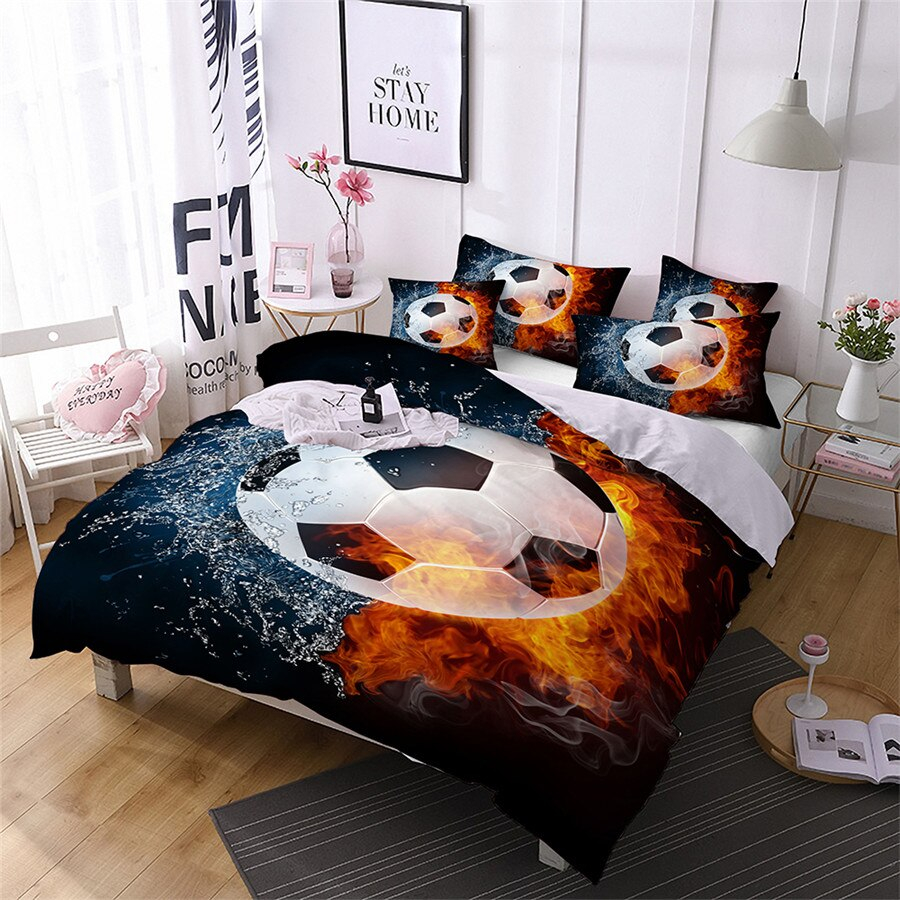 Us 798 40 Offdrop Shipping 3d Flame Explosion Football Bedding Set Print Duvet Cover Set Bedclothes With Pillowcase Bed Set Boy Gife In Bedding within sizing 900 X 900