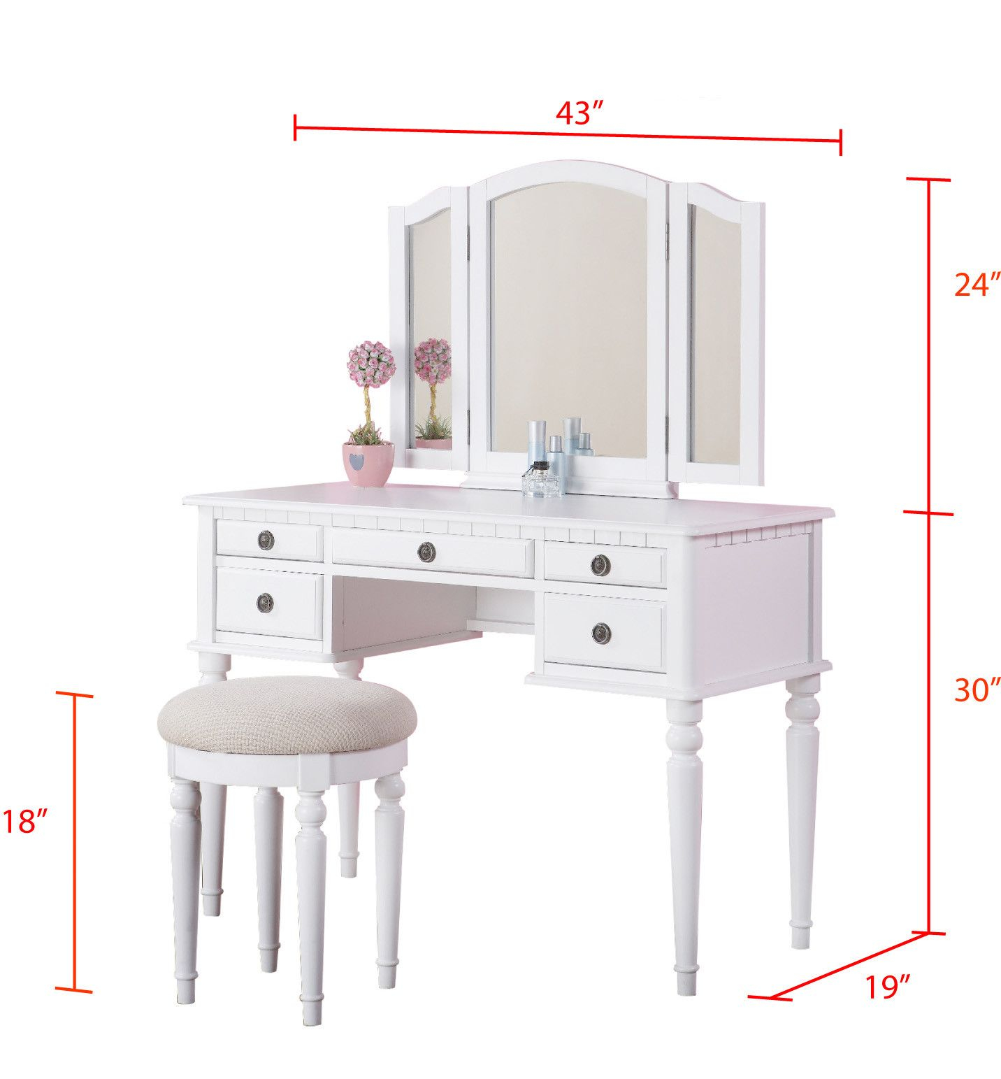 Vanity With Measurements Pink Orange Room Bedroom Vanity Set within proportions 1432 X 1543