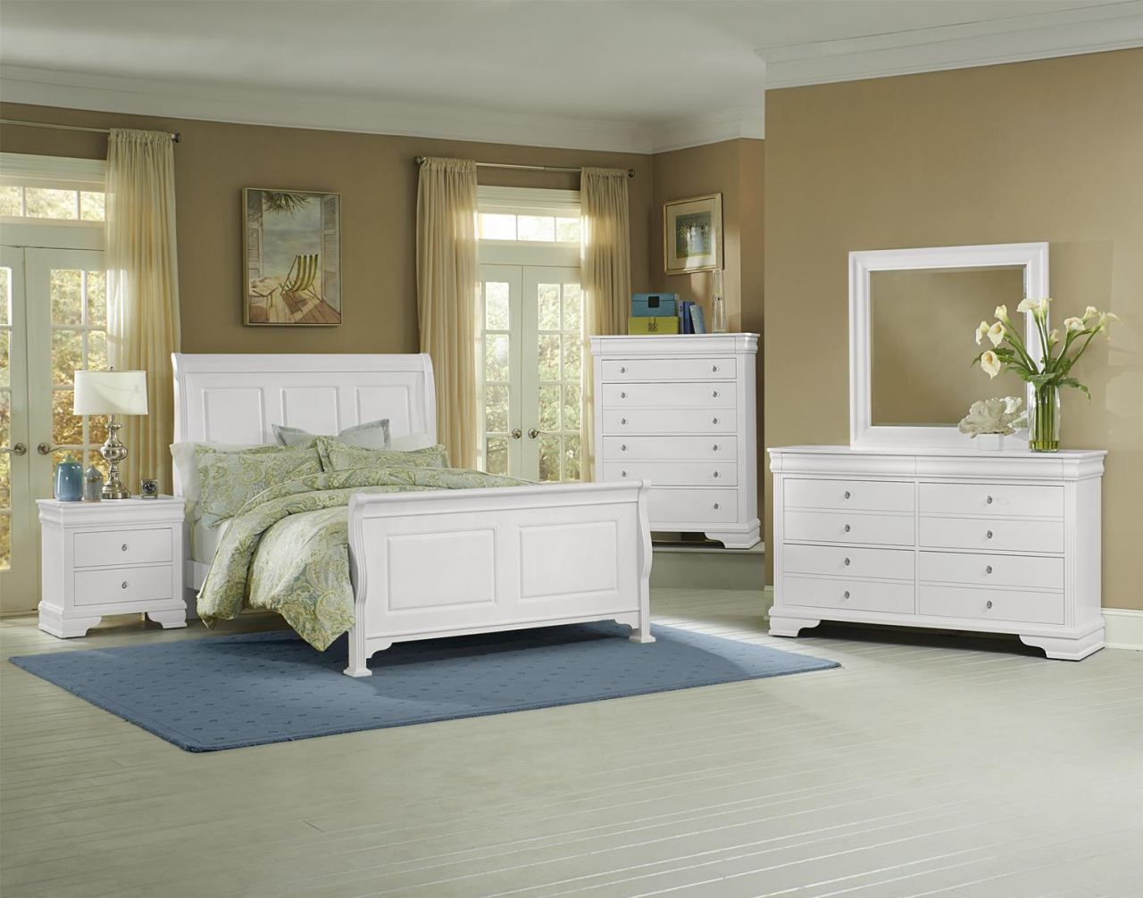 Vaughan Basset French Market 4pc Sleigh Bedroom Set In Soft White pertaining to size 1280 X 1006