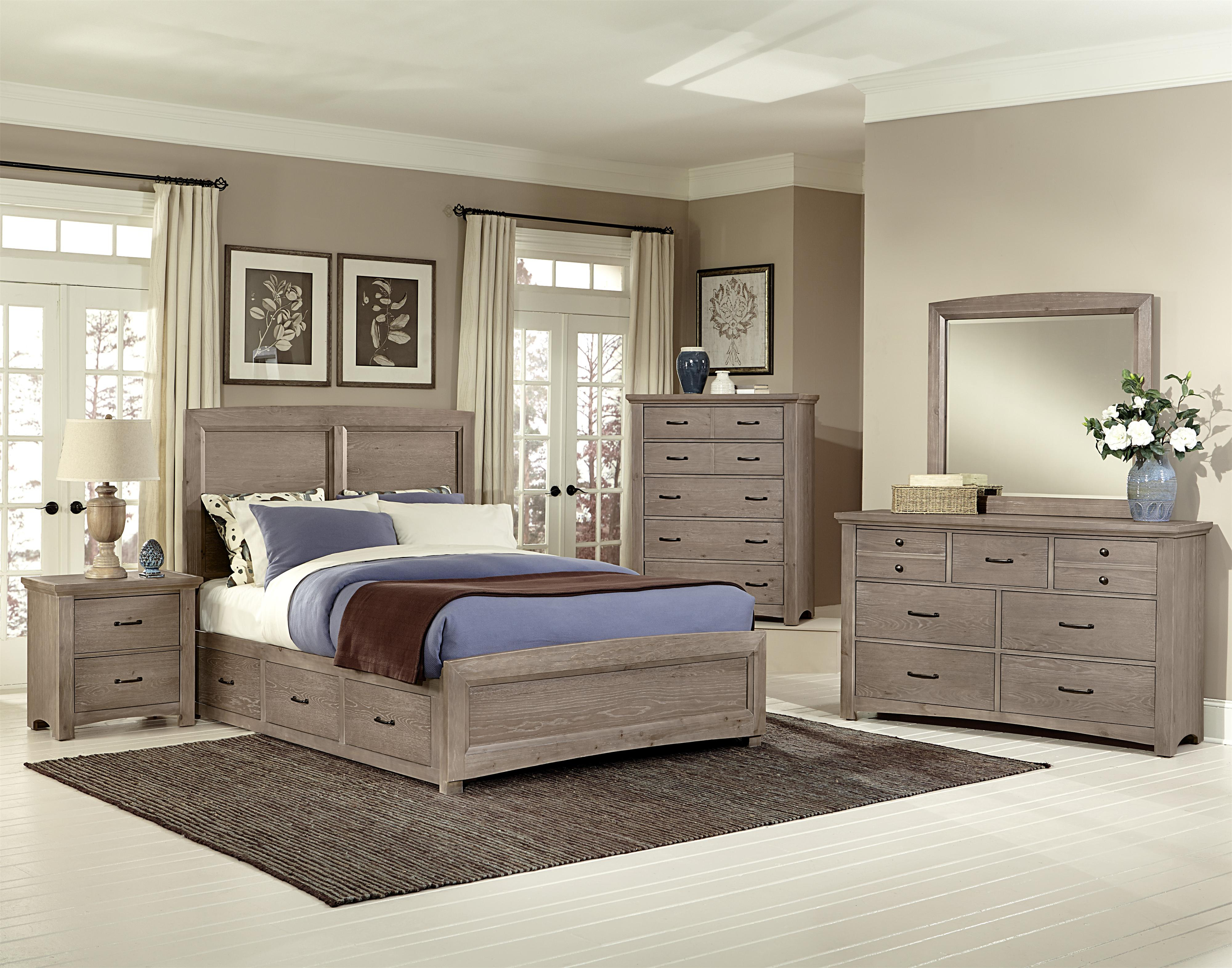 Vaughan Basset Transitions 4 Piece Panel Bedroom Set With 2 Side Storage In Driftwood Oak intended for dimensions 4000 X 3142