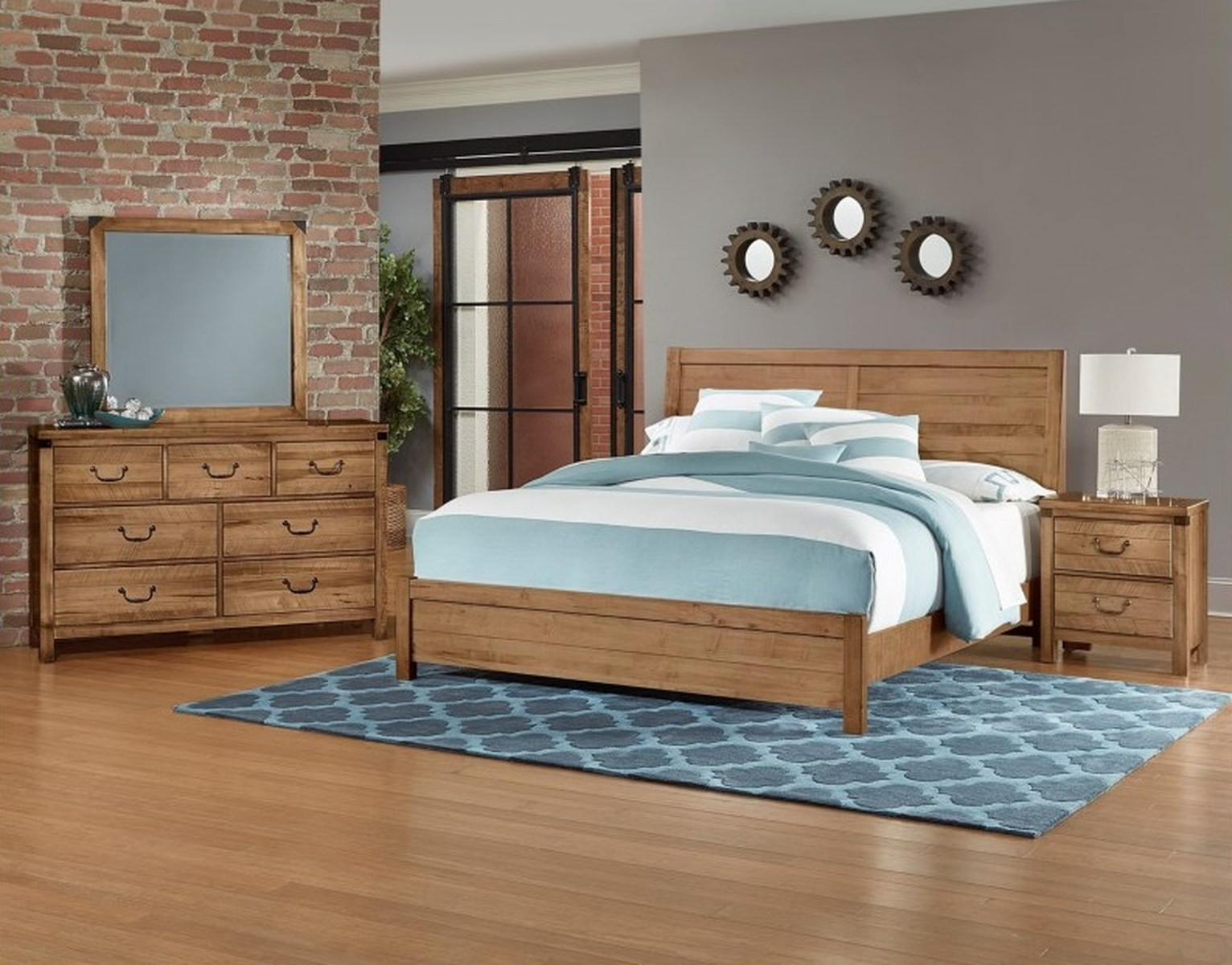 Vaughan Bassett Sedgwick 4 Piece Panel Bedroom Set In Natural Maple within measurements 1532 X 1200