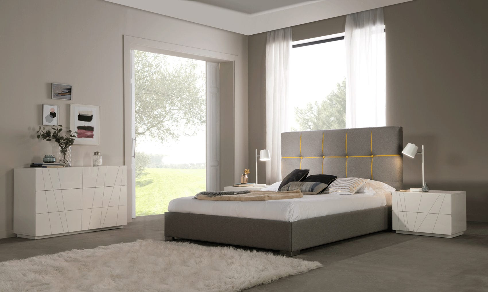 Veronica Gray And Yellow Bedroom Set Esf within dimensions 1700 X 1020