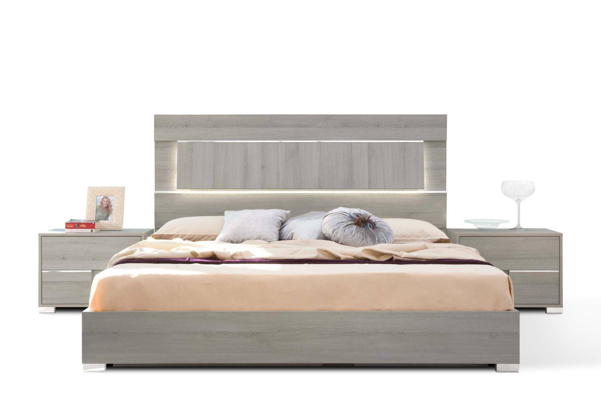 Vig Modrest Ethan Grey Veneer Led Lighted Headboard King Bed Made In inside proportions 1992 X 1362