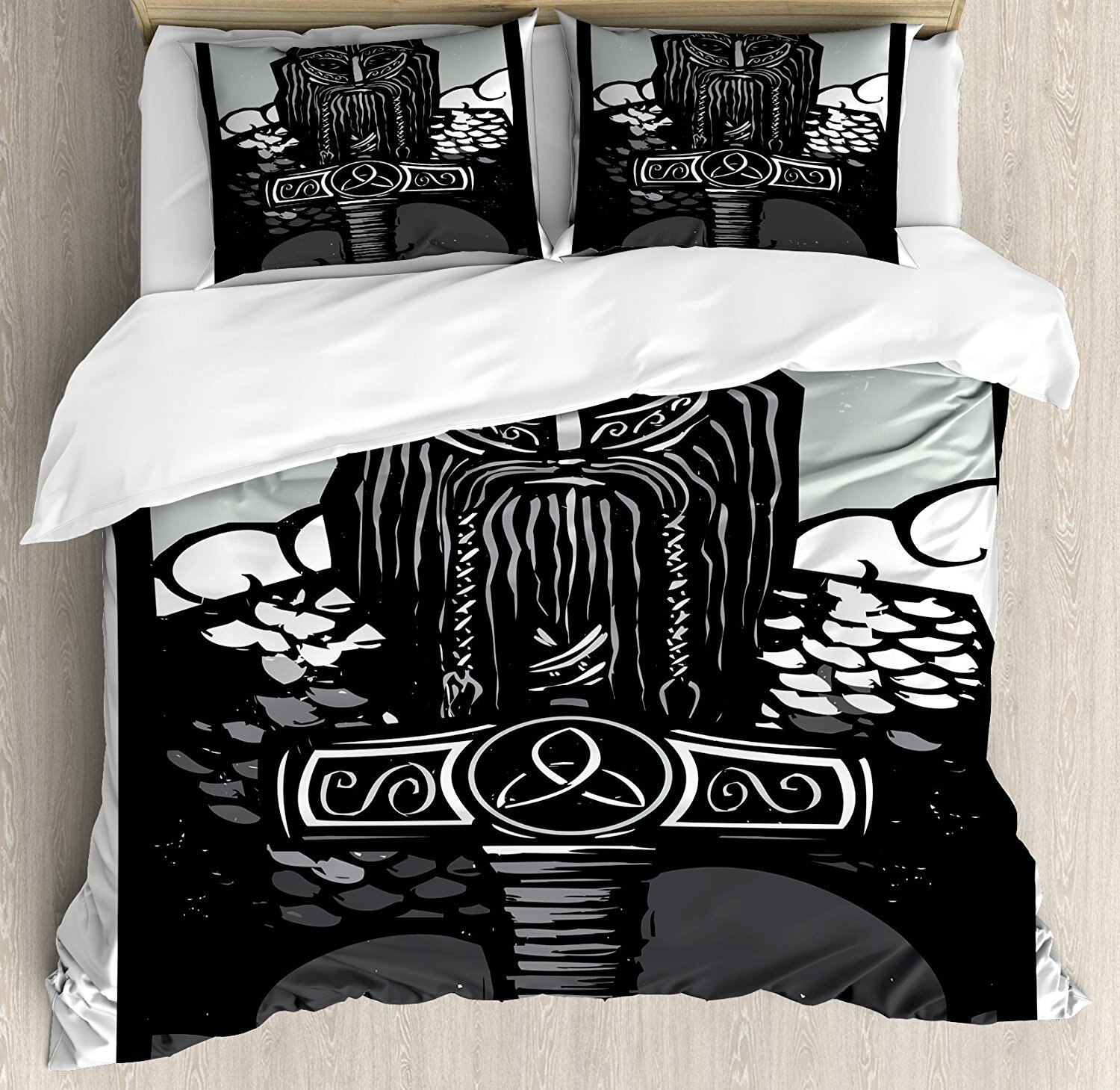 Viking Duvet Cover Set Thor Son Of Odin Monochrome Design Guardian for proportions 1500 X 1459