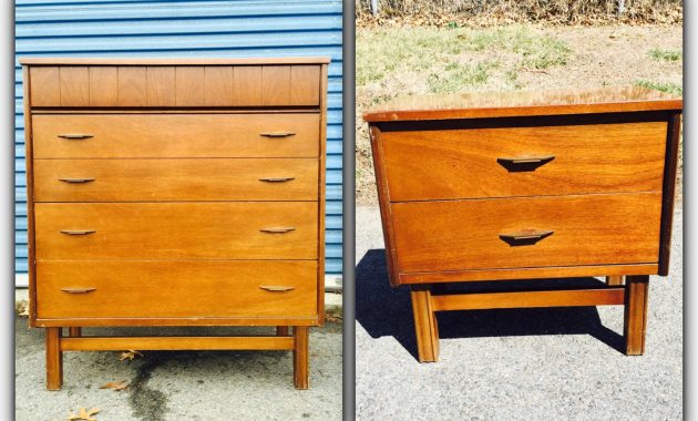 Vintage Bassett 2 Pc Bedroom Set Mid Century Tall Dresser in proportions 1500 X 1500