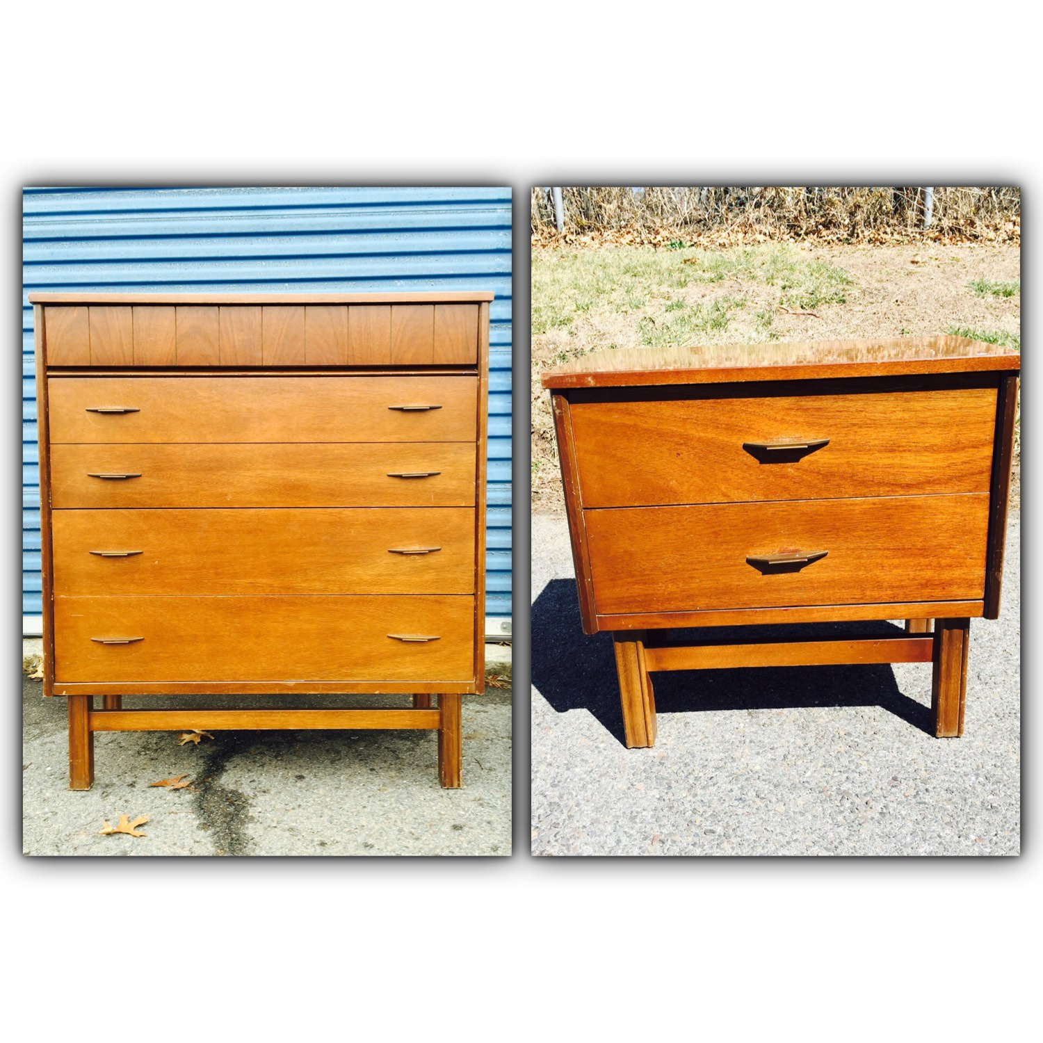 Vintage Bassett 2 Pc Bedroom Set Mid Century Tall Dresser in proportions 1500 X 1500