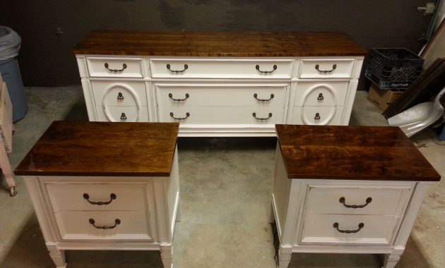 Vintage Bassett Dresser And Night Stand Set Painted Antique White within size 3264 X 2448