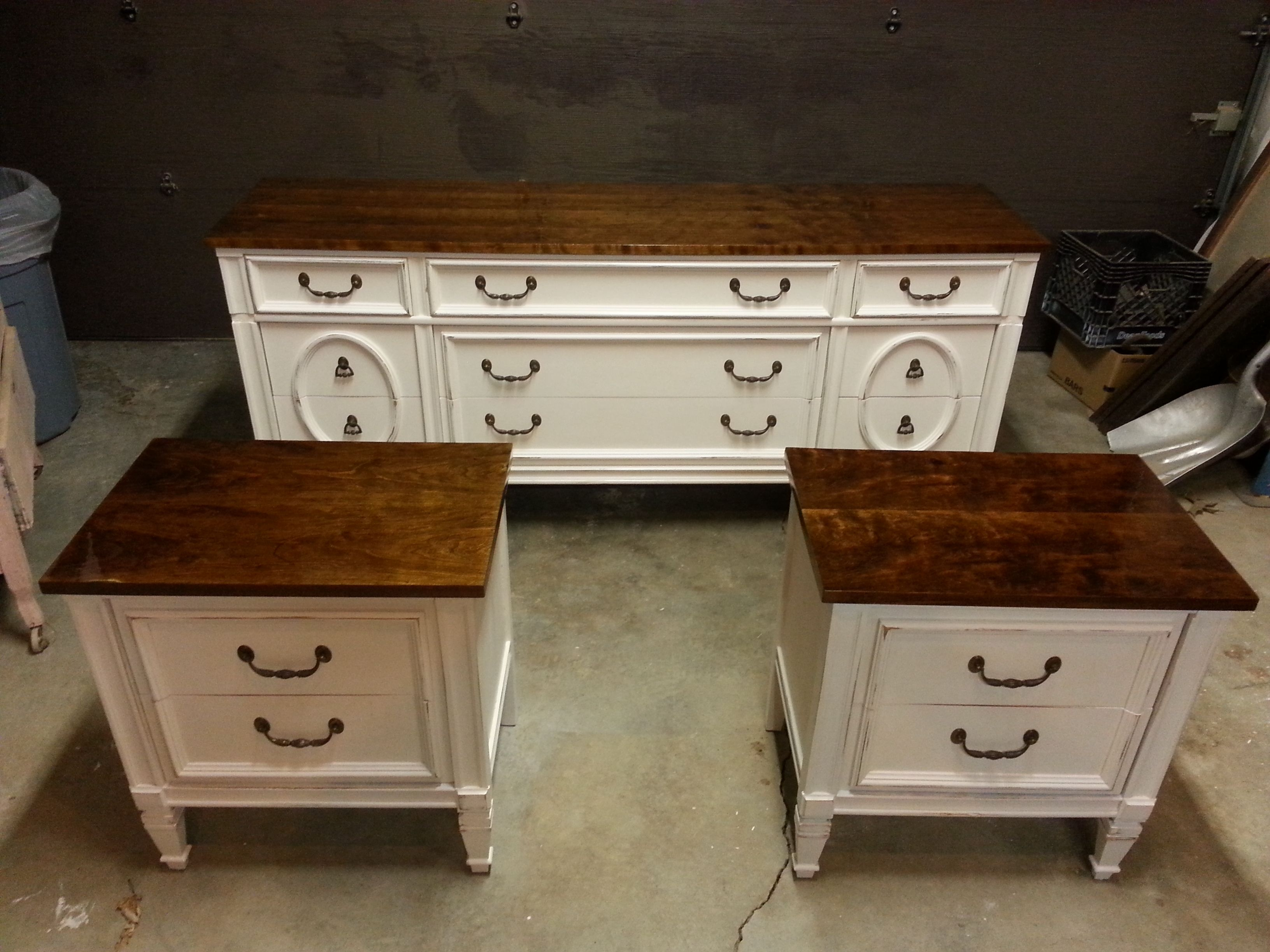 Vintage Bassett Dresser And Night Stand Set Painted Antique White within size 3264 X 2448