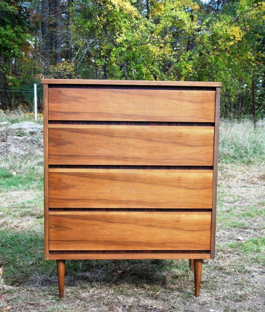 Vintage Mid Century Modern Bassett Furniture Gala Series Highboy with regard to proportions 851 X 1000