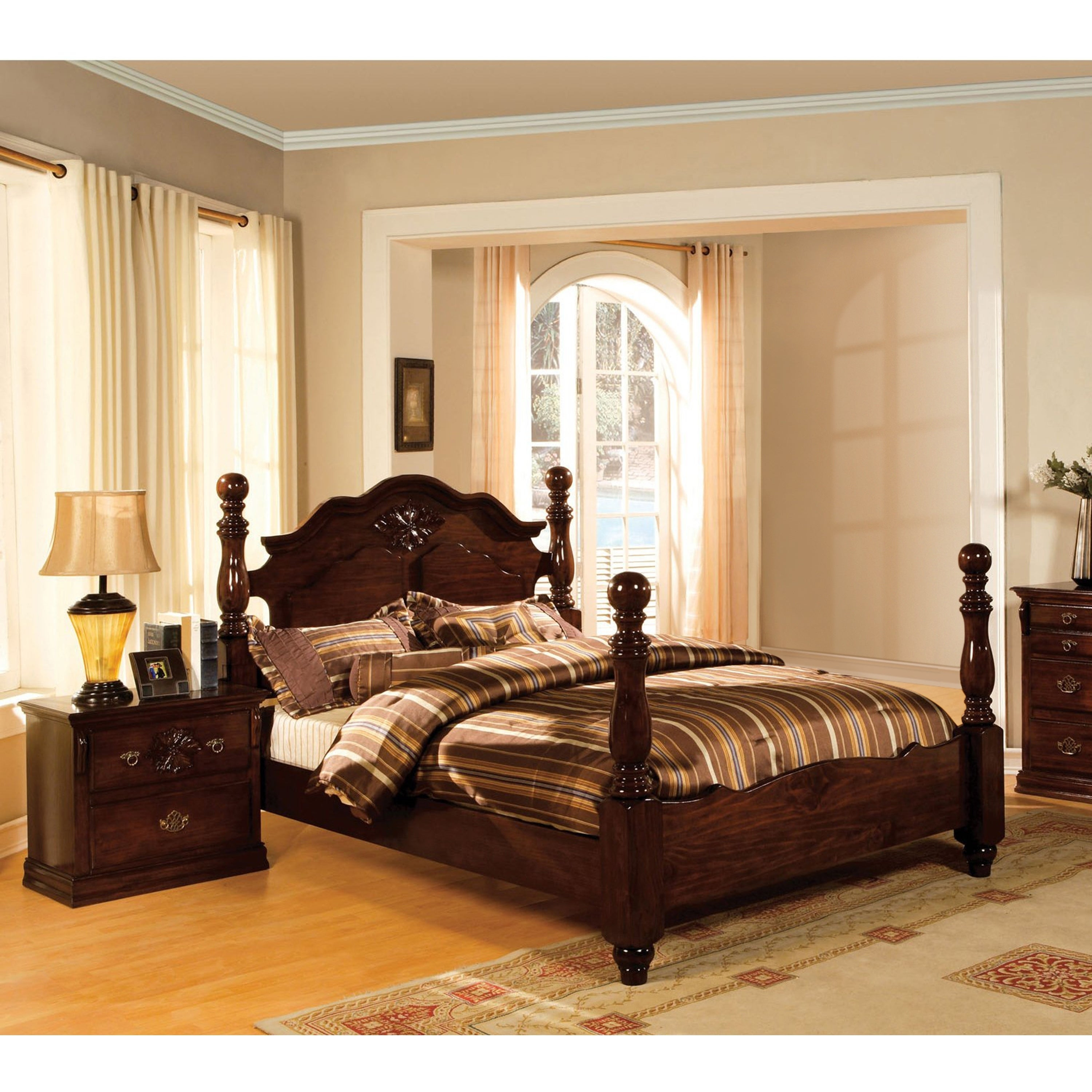 Weston Traditional Glossy Dark Pine 2 Piece Poster Bedroom Set pertaining to sizing 3000 X 3000