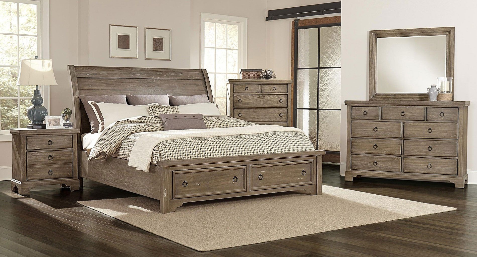 Whiskey Barrel Storage Bedroom Set Rustic Gray In 2019 Bedroom within size 1900 X 1024