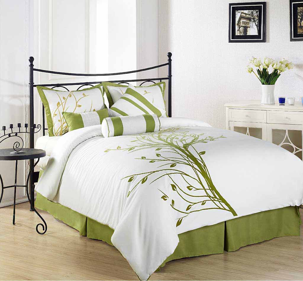 White And Green Modern Bedroom Comforter Sets Decoration inside proportions 1024 X 950