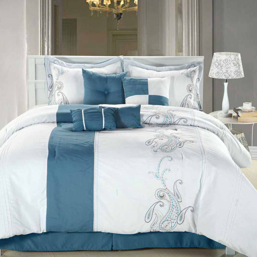 White Blue Color King Size Master Bedroom Comforter Sets Ideas in sizing 1024 X 1023