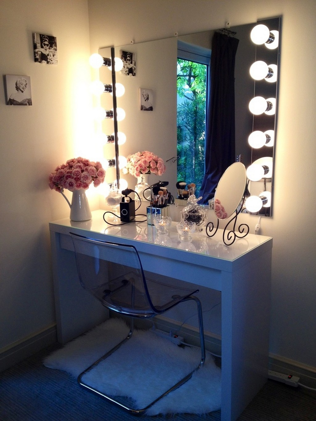 White Vanity Set With Lights White Makeup Vanity Kayden Vanity Set within size 1024 X 1365