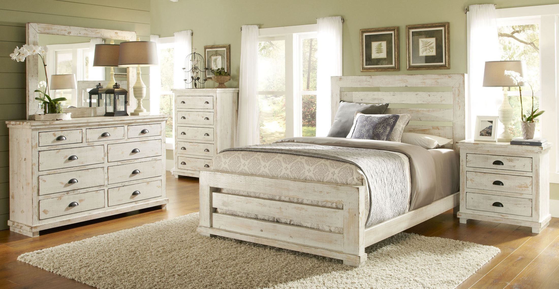 Willow Distressed White Slat Bedroom Set Home Distressed White in size 2200 X 1138