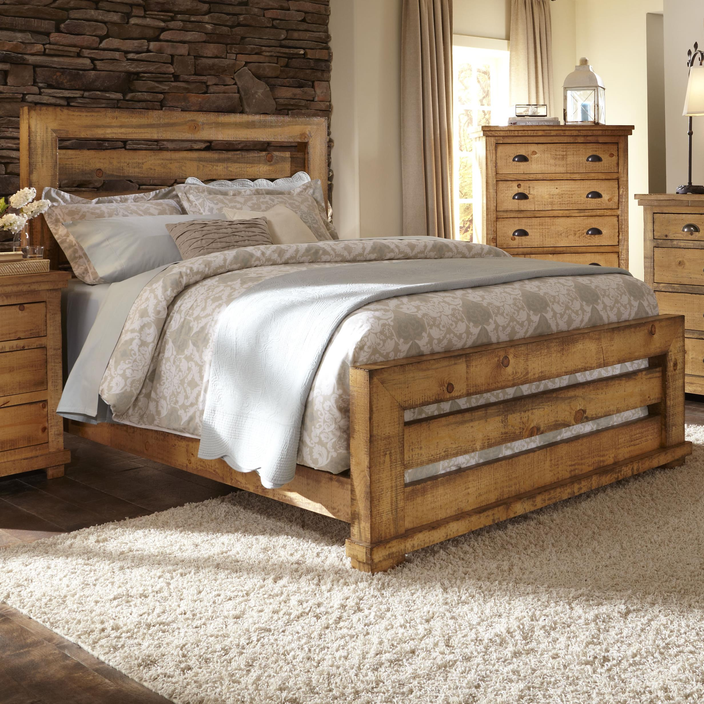 Willow Queen Slat Bed With Distressed Pine Frame Progressive Furniture At Wayside Furniture in sizing 2463 X 2463