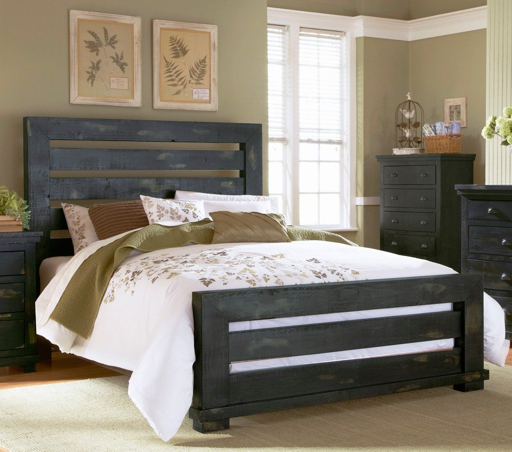 Willow Slat Bed Distressed Black in sizing 1019 X 900