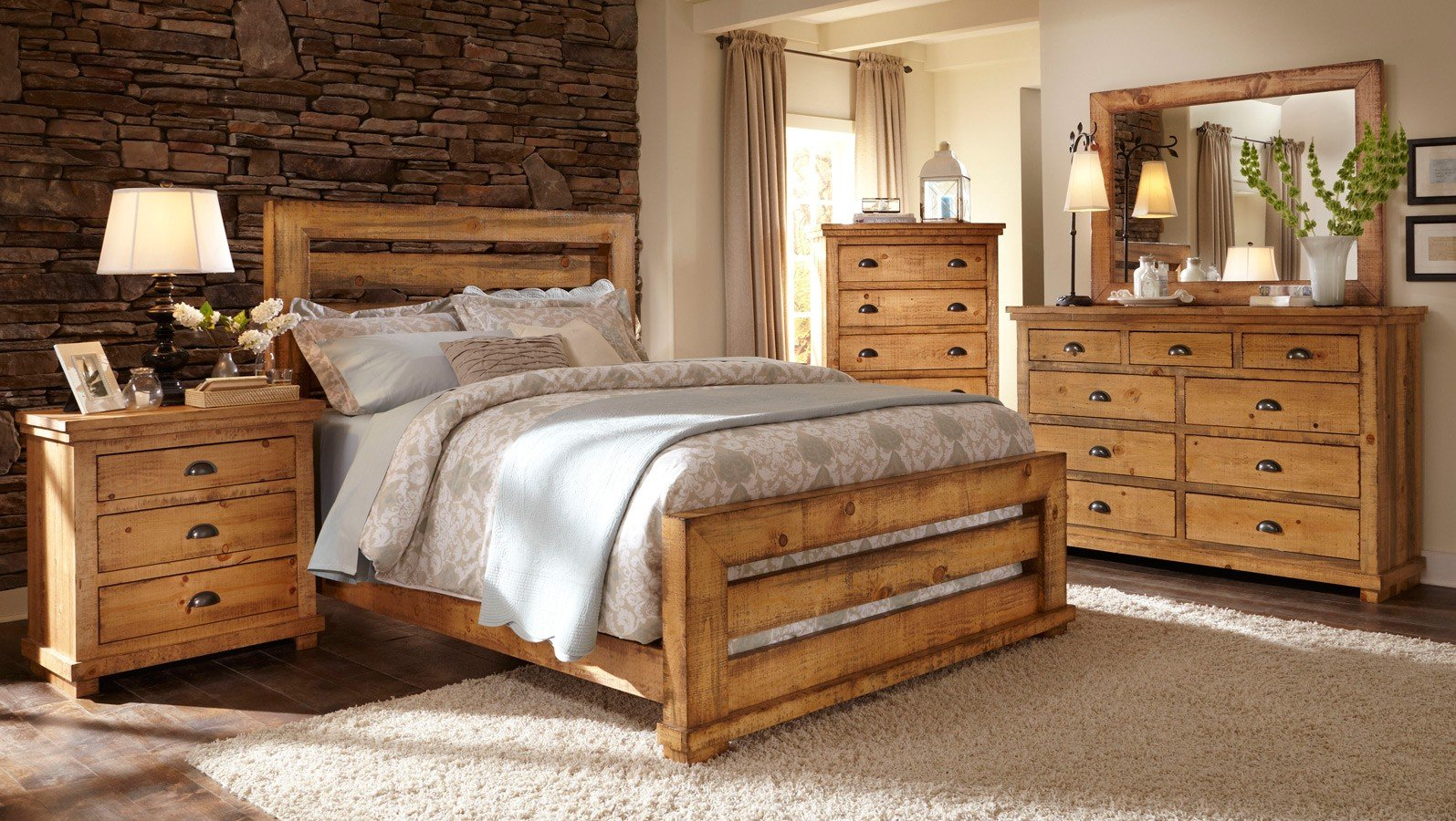 Willow Slat Bedroom Set Distressed Pine with sizing 1595 X 900