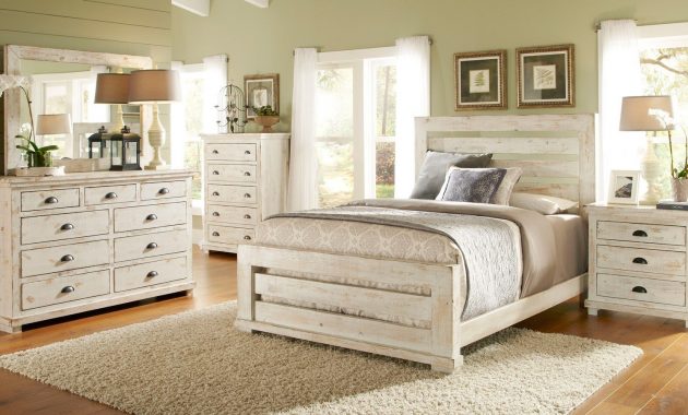 Willow Slat Bedroom Set Distressed White in measurements 1660 X 900