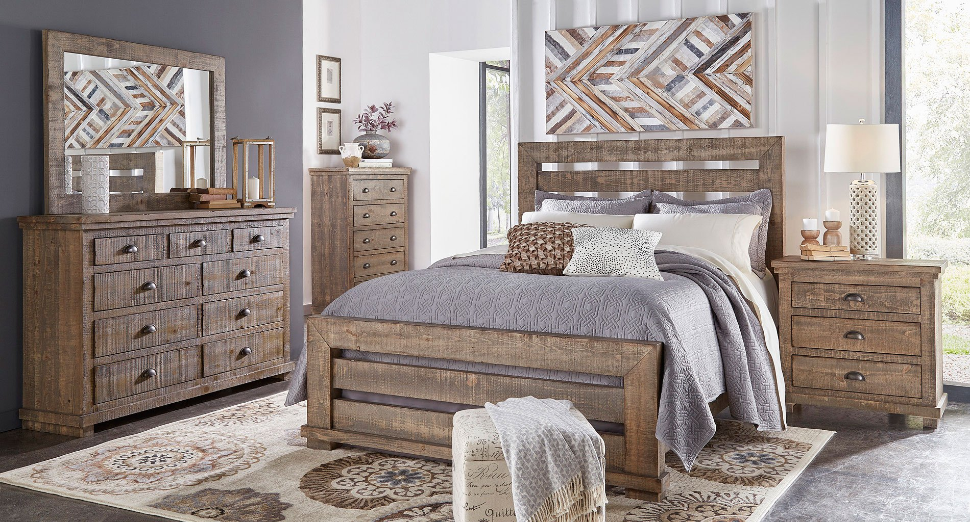 Willow Slat Bedroom Set Weathered Grey within size 1900 X 1024