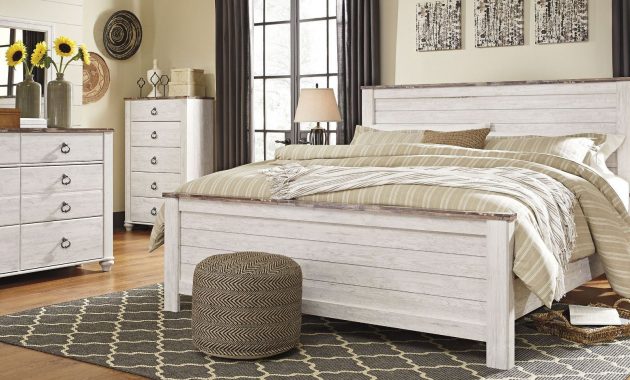 Willowton Whitewash Panel Bedroom Set intended for dimensions 2173 X 937