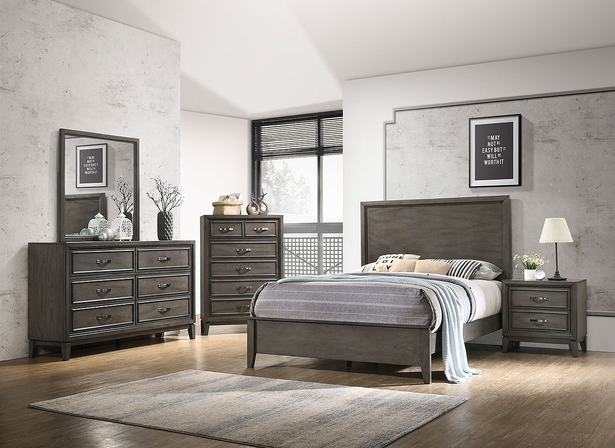 Winchester Grey Panel Bedroom Set regarding measurements 1236 X 900