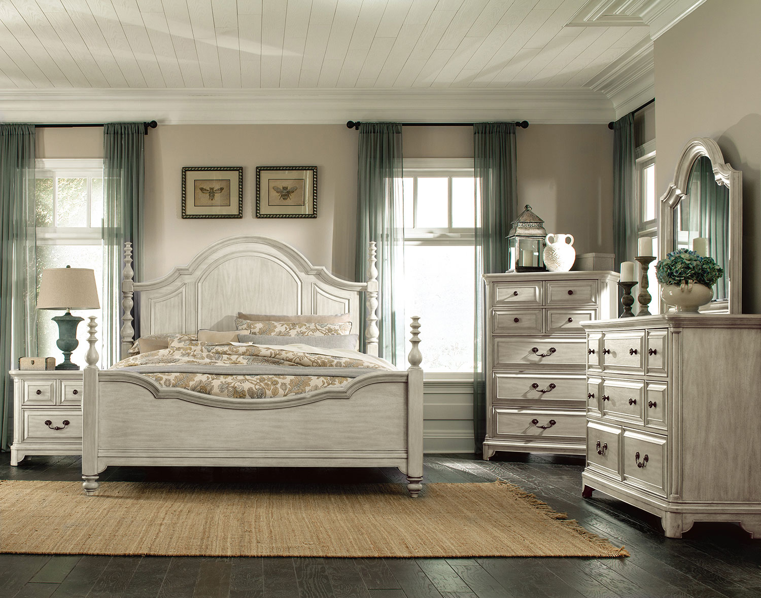 Windsor Lane Queen 4 Piece Queen Bedroom Set White with measurements 1500 X 1179