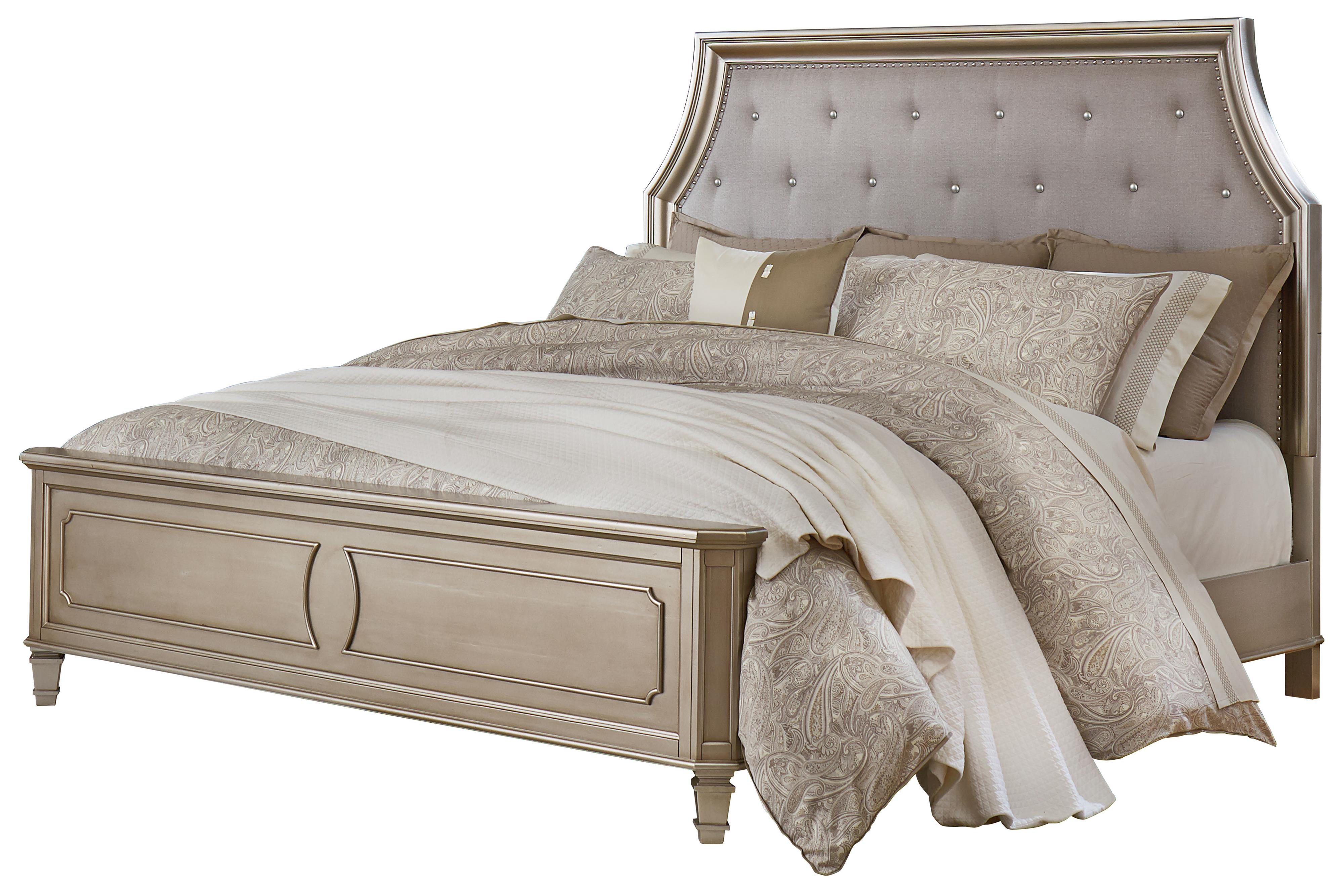 Windsor Silver Upholstered King Bed With Cove Corners Standard Furniture At Knight Furniture Mattress throughout sizing 4000 X 2668