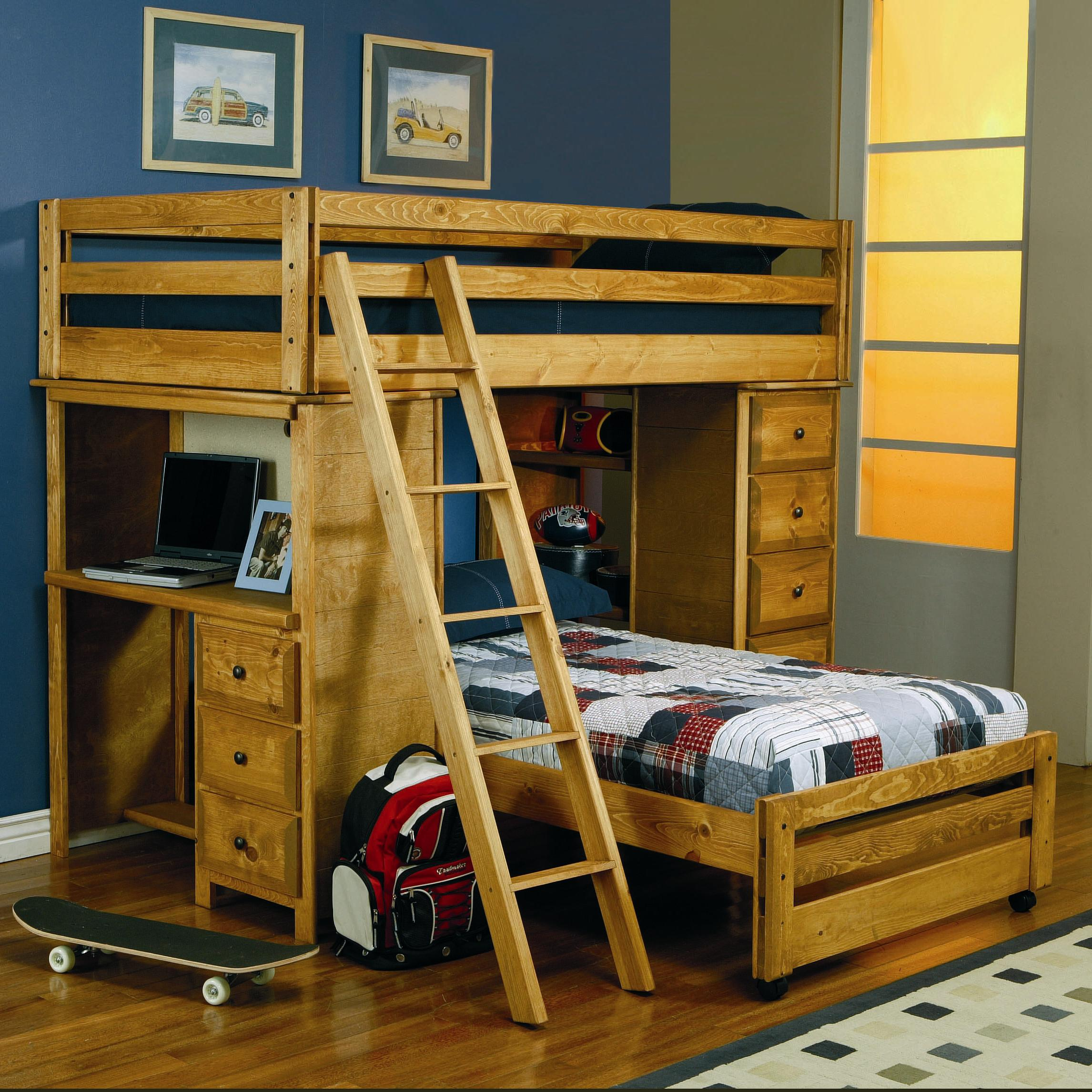 Wrangle Hill Twin Over Twin Loft Bed With Built In Desk Coaster At Dunk Bright Furniture pertaining to measurements 2292 X 2292