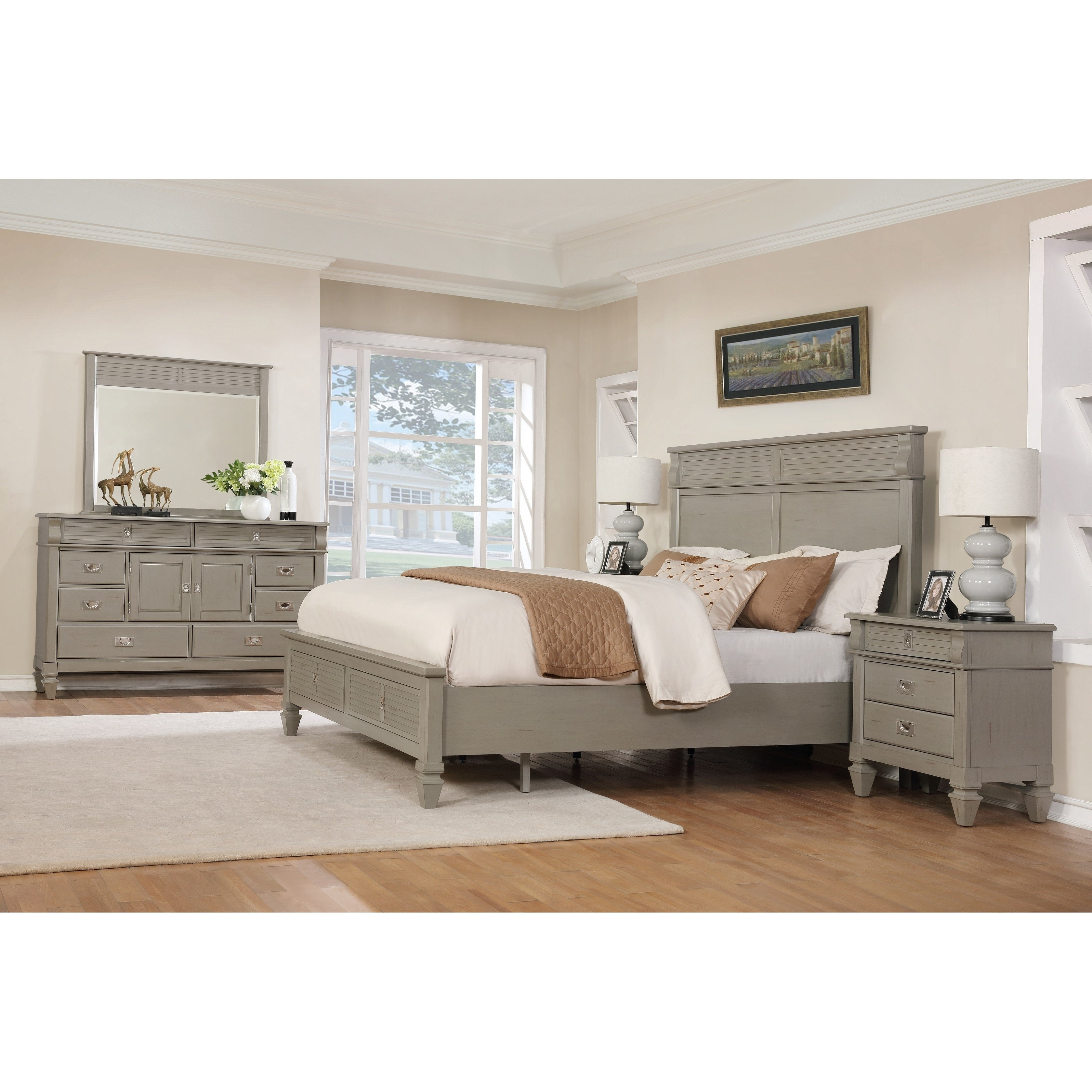 York 204 Solid Wood Construction Bedroom Set With Queen Size Bed Dresser Mirror And 2 Night Stands regarding sizing 3359 X 3359