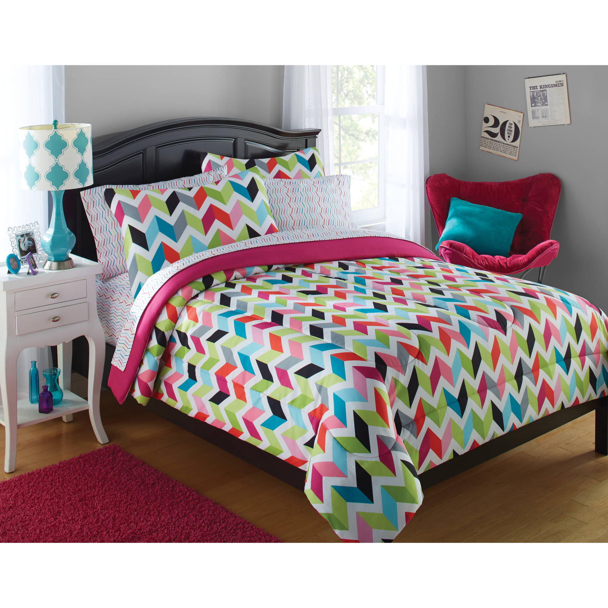 Your Zone Bright Chevron Print Bed In A Bag Set 1 Each Walmart for measurements 2000 X 2000