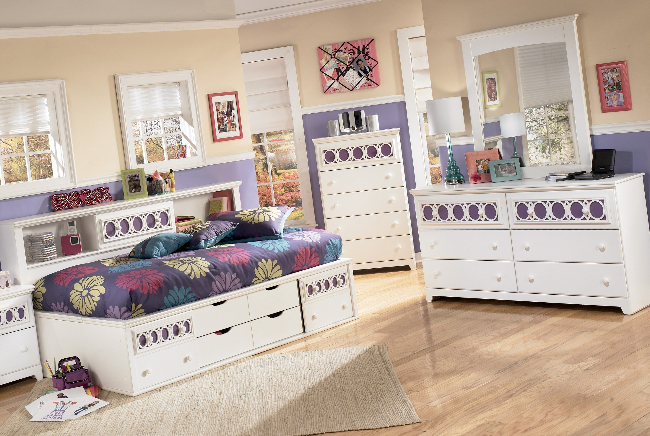 Zayley Bookcase Bedroom Set with dimensions 2200 X 1477