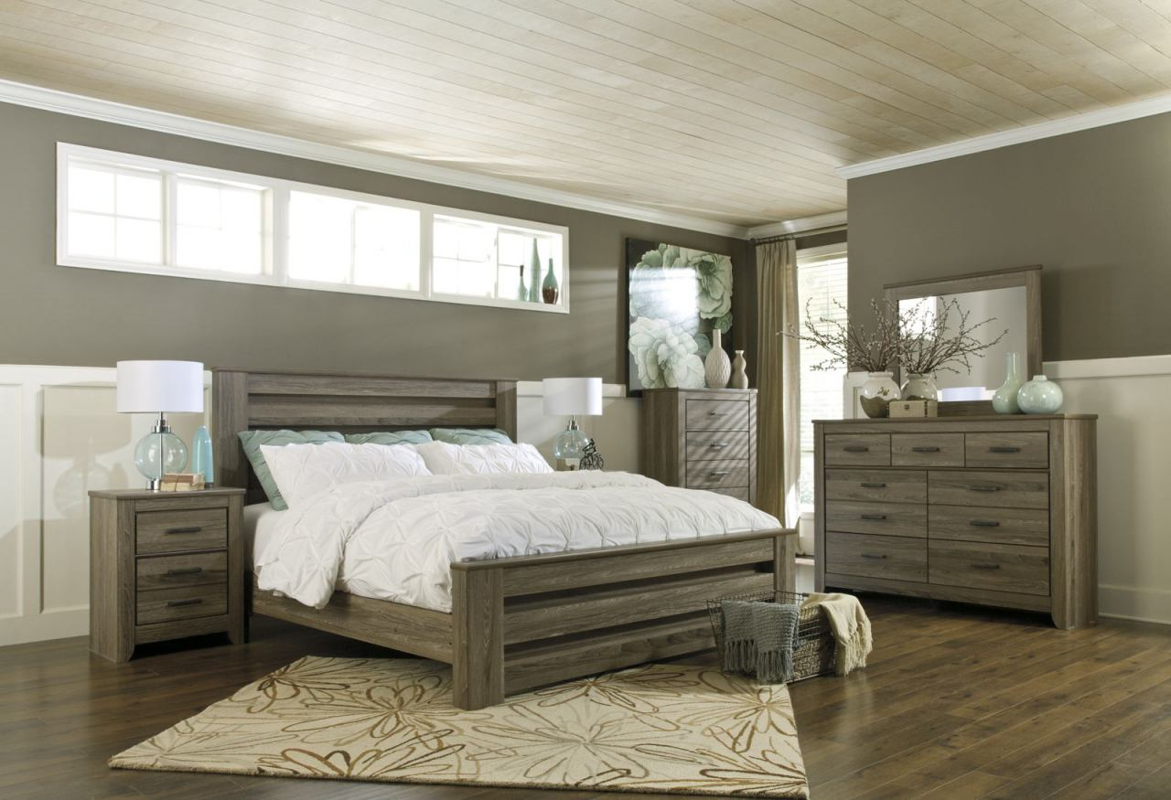Zelen 4pc Panel Bedroom Set In Warm Gray in dimensions 1280 X 875