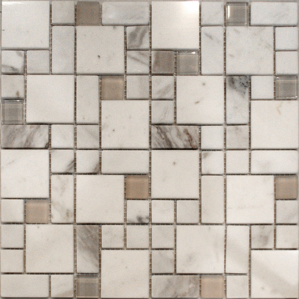 10sf Square Pattern Whte Carrara Marble Stone Glass Metal for dimensions 1000 X 1000