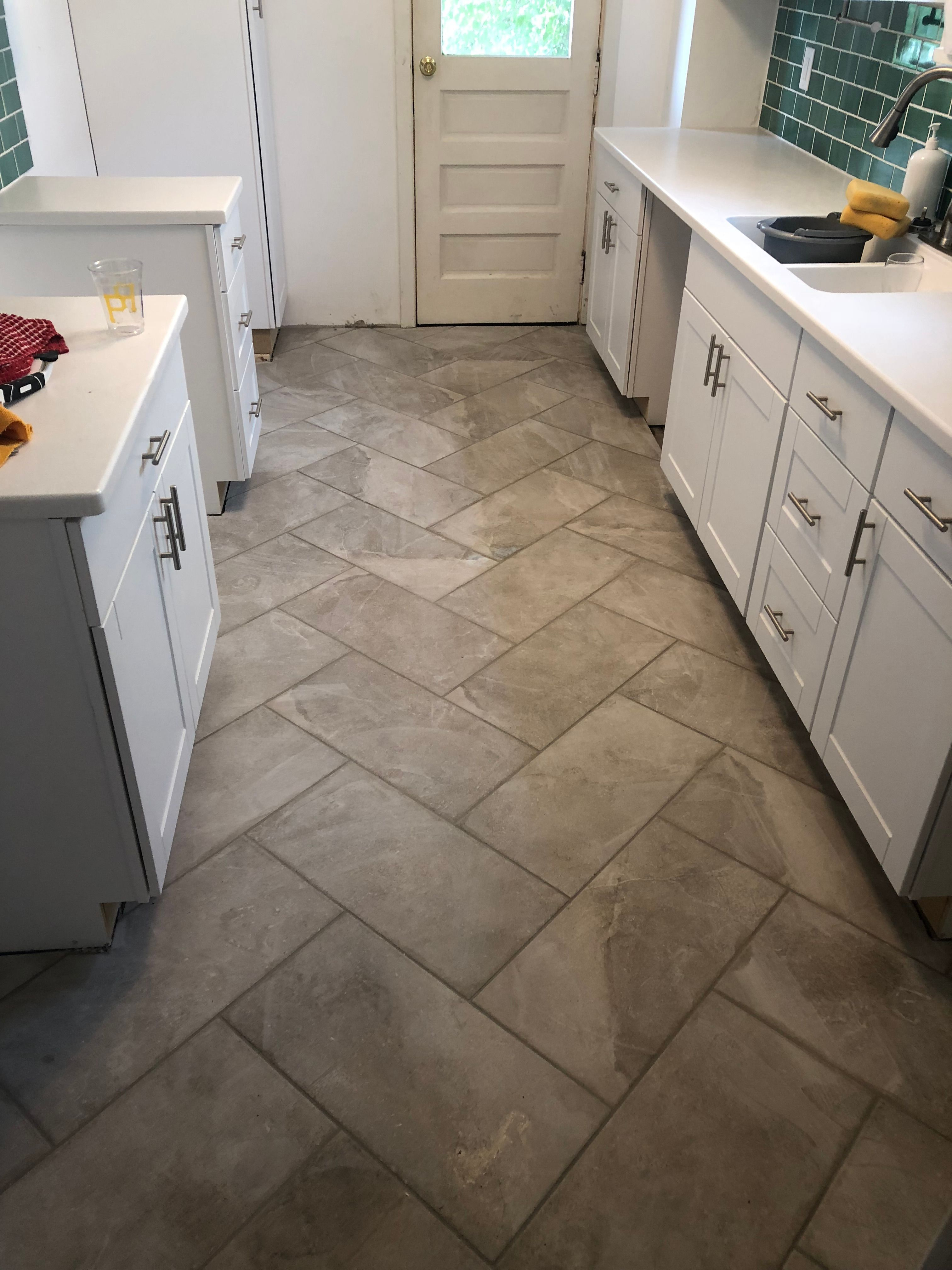 12 X 24 Tiles In A Herringbone Pattern On The Kitchen inside sizing 3024 X 4032