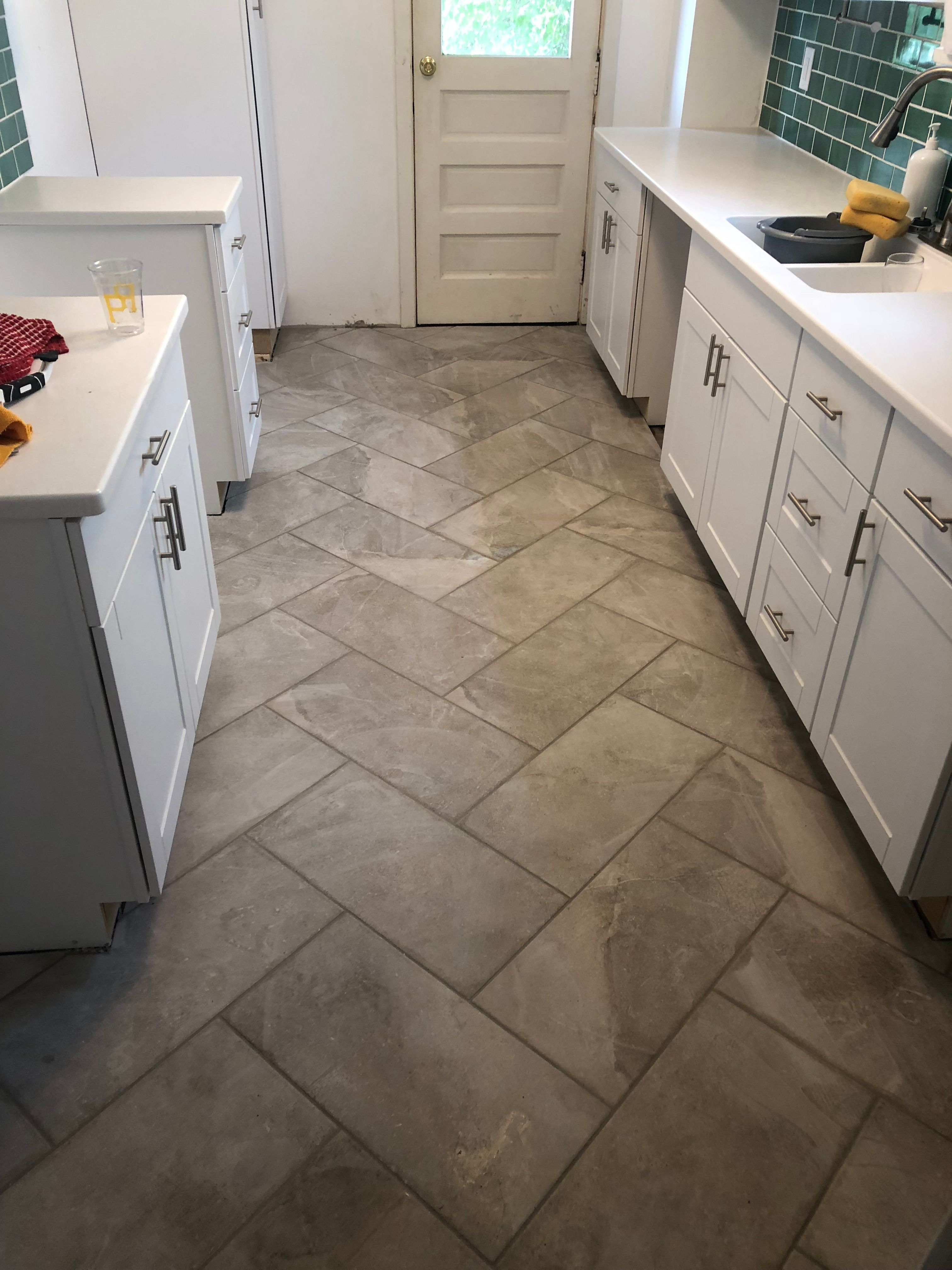 12 X 24 Tiles In A Herringbone Pattern On The Kitchen with proportions 3024 X 4032