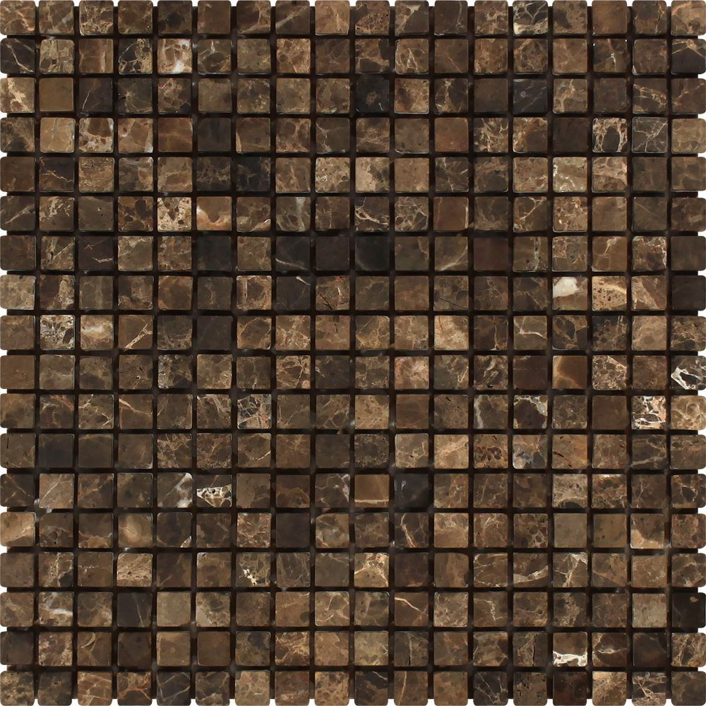 58 X 58 Tumbled Emperador Dark Marble Mosaic Tile In 2019 for size 1000 X 1000