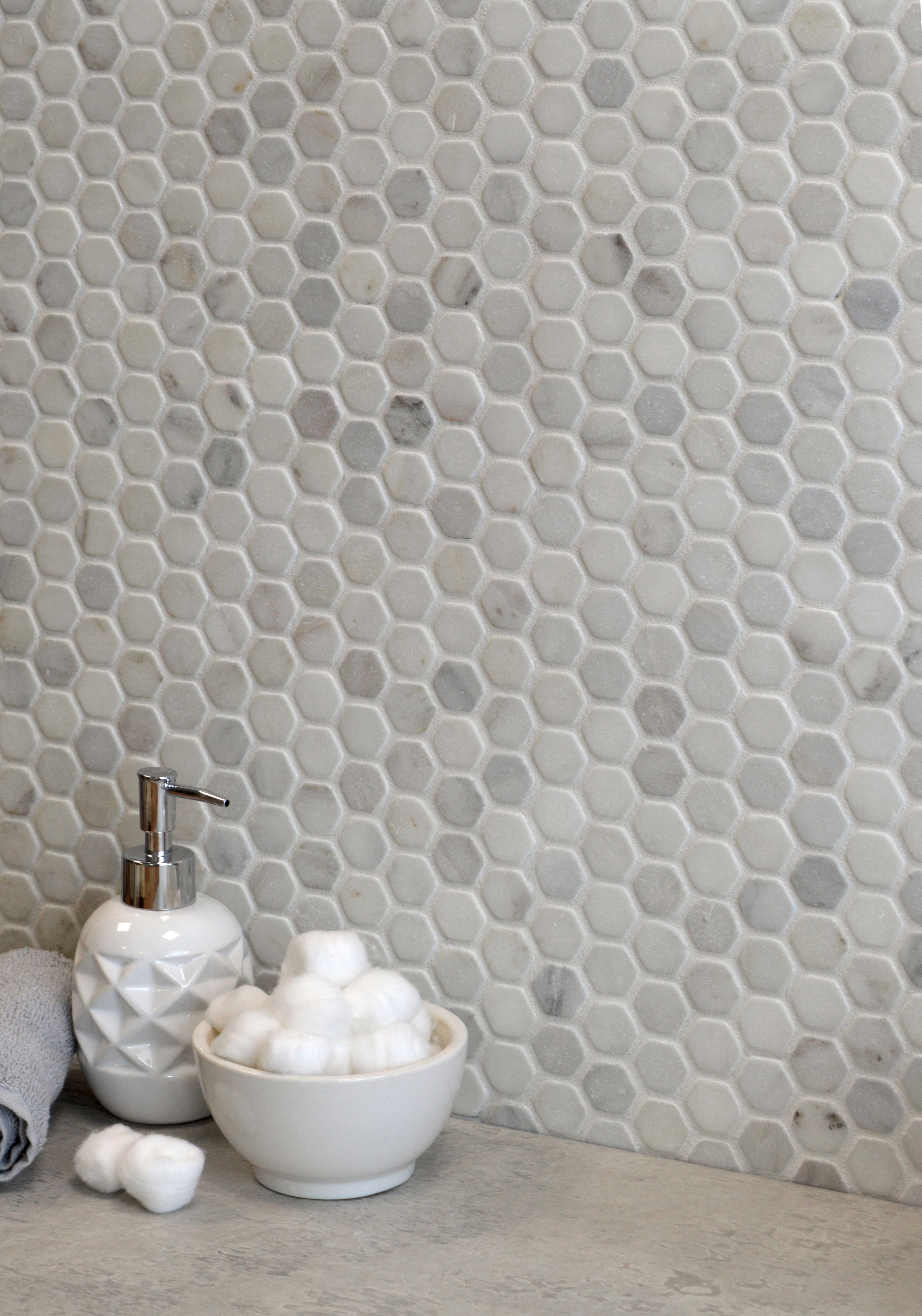 A Quality Matt White Hexagonal Natural Marble Mosaic Tile within size 3000 X 4281