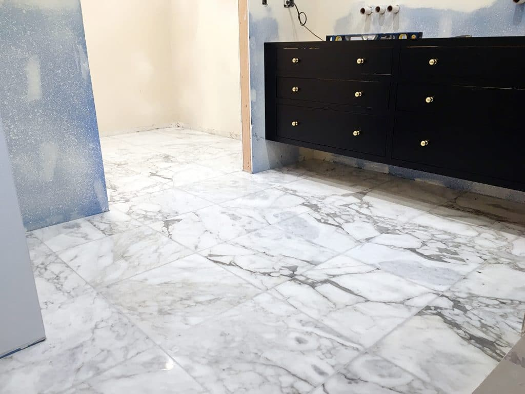 Adding Marble Flooring To The Master Bathroom Chris Loves with sizing 1024 X 768