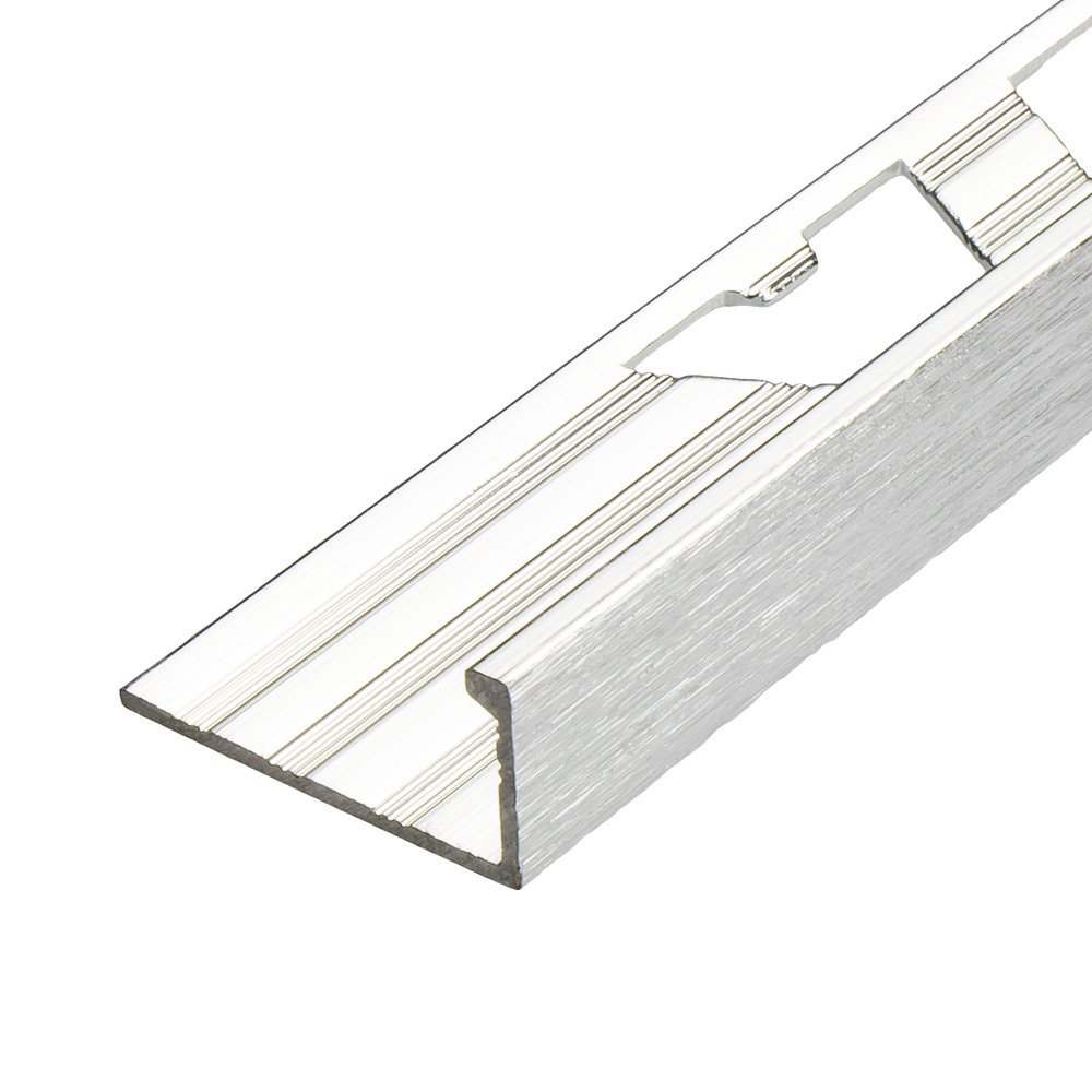 Aluminium Brushed Chrome Square Edge Tile Trim Tiling within measurements 1000 X 1000