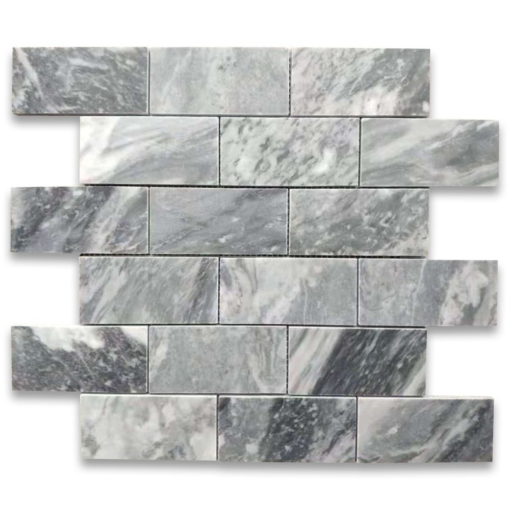 Bardiglio Gray 2x4 Grand Brick Subway Mosaic Tile Honed Marble From Italy with dimensions 1000 X 1000