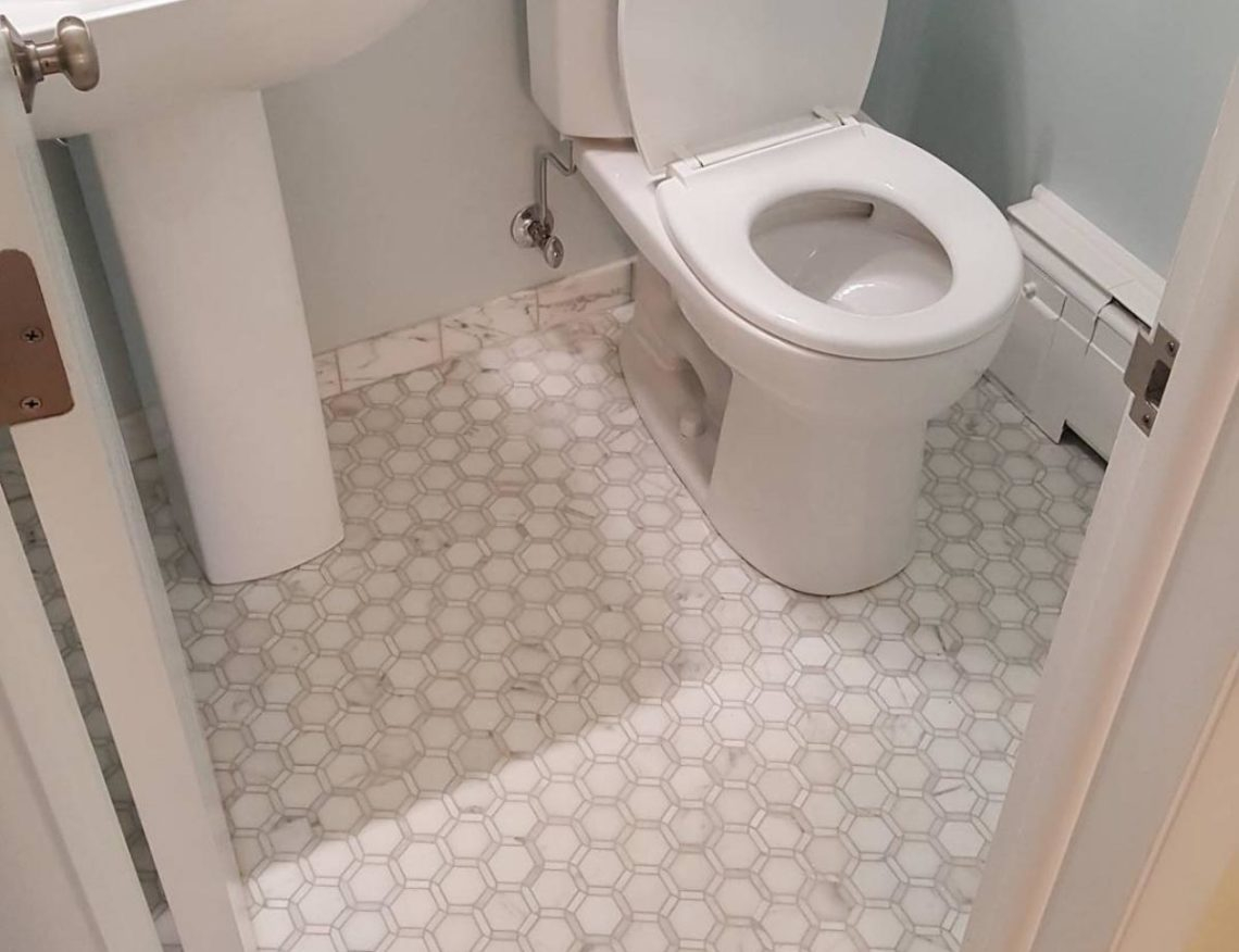 Bathroom Floor Marble Hex Mosaic Tile Custom Surfacing regarding proportions 1140 X 876