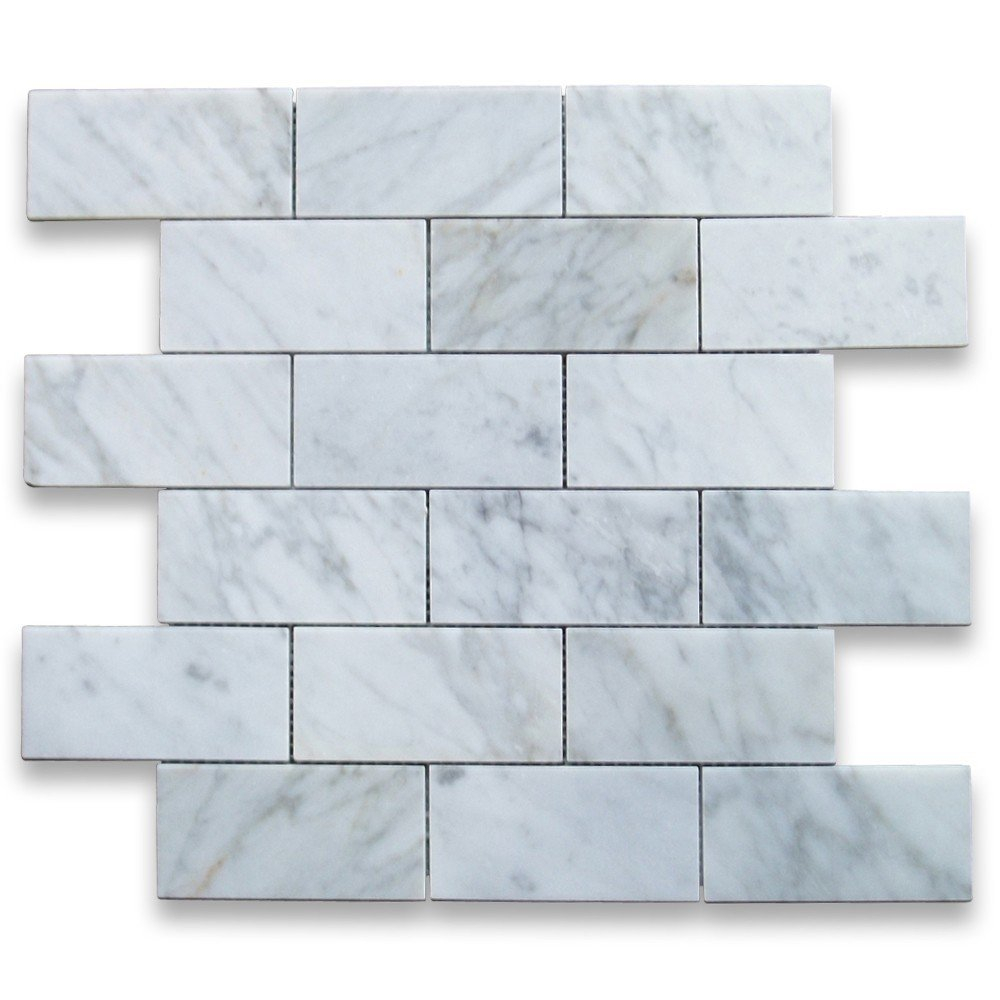 Bianco White Carrara Marble 2x4 Brick Pattern Polished Wood regarding dimensions 1000 X 1000