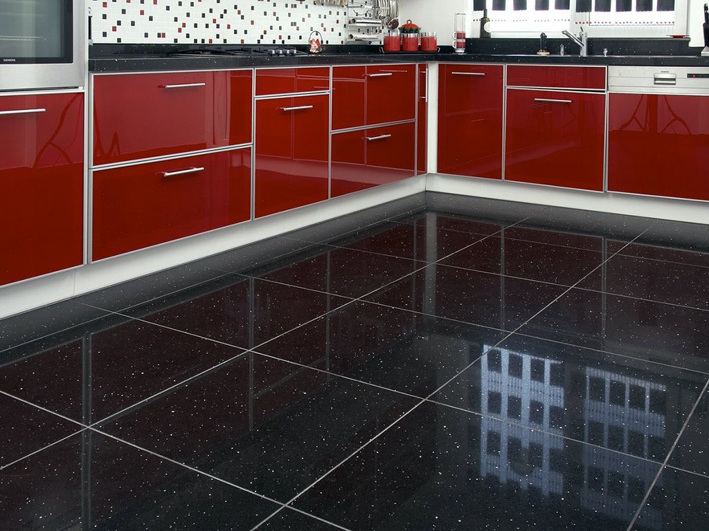 Black Sparkle Floor Tiles Homebase In 2019 Black Kitchen intended for proportions 1024 X 768