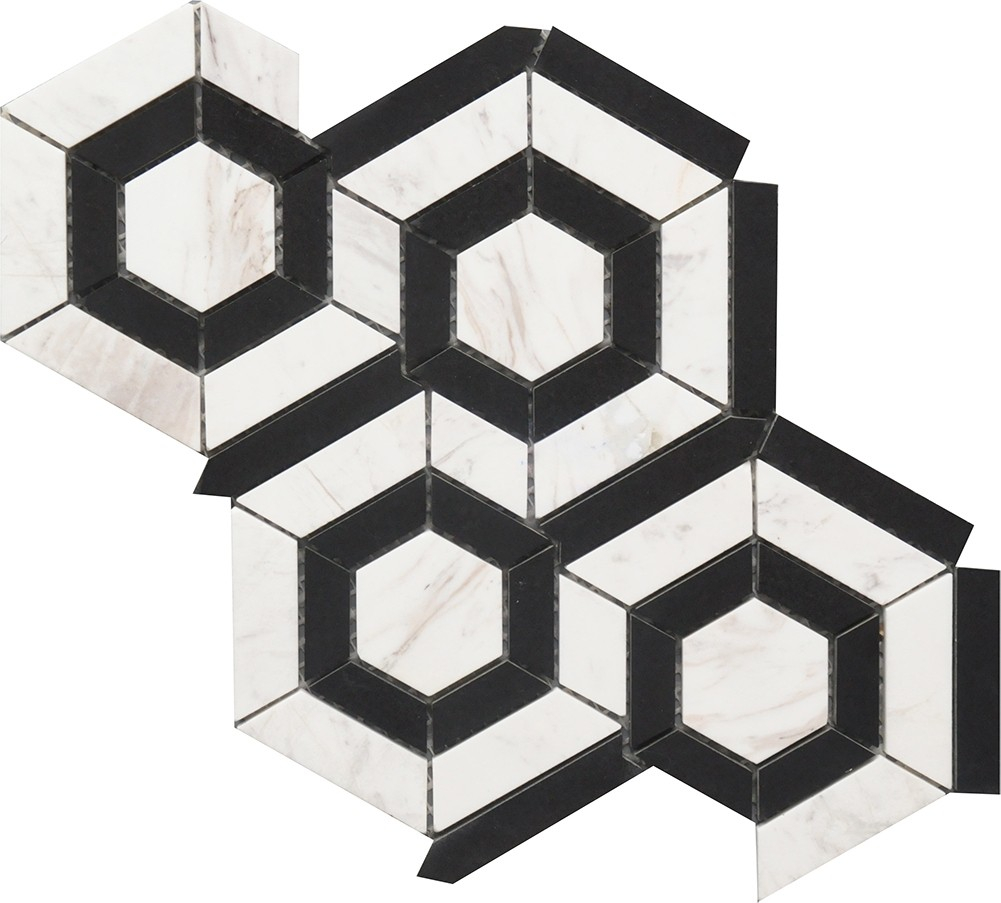 Black White Hexagon Pattern Marble Mosaic Tile Roca Tile Usa for sizing 1001 X 903