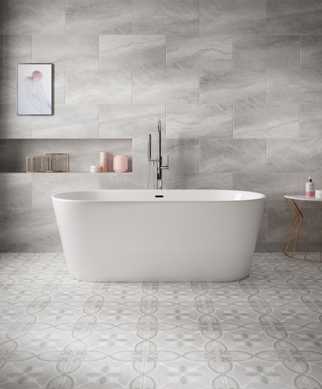 Bq Perla Feature Tile In 2019 Bathroom Flooring Feature for size 1070 X 1291